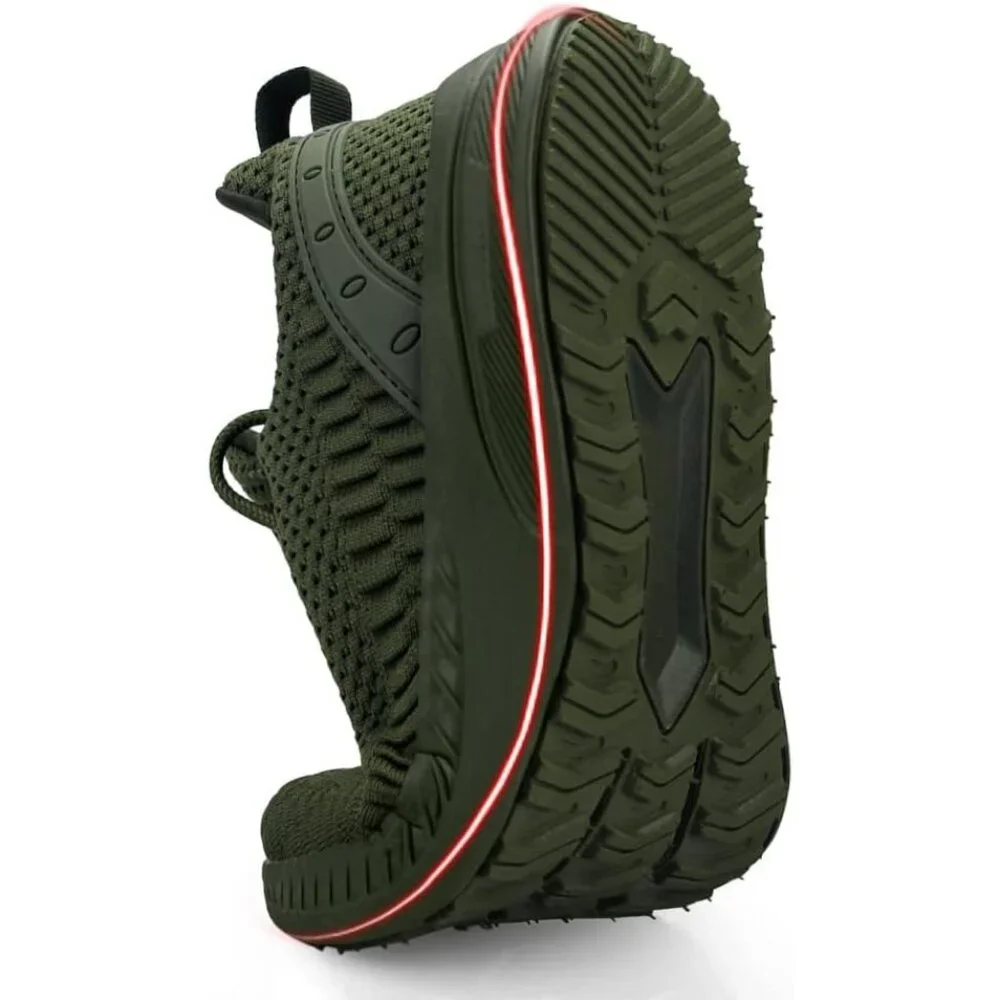 Men's Olive Green Non Slip Lightweight Workout Breathable Mesh Fashion Sneakers - Picture 6 of 6